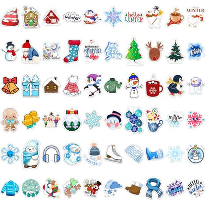 XZENTIRA, 103 PCS Winter Stickers for Kids, Snowflake Stickers for Water Bottles, Hello Winter Vinyl Waterproof Stickers for Laptop Skateboard Phone Penguin, Snowman Stickers for Kids Teens Girls - style: Winter