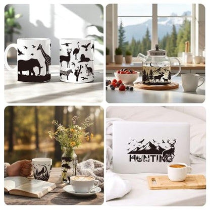 Animal Silhouettes UV DTF Cup Wraps, 10 Sheets Transfer Sticker | Waterproof UV DTF Stickers, Custom Vinyl Decals for 16oz Coffee Cups Tumblers Bottles Mugs, DIY Gifts & Crafts - style: Forest Animal Silhouettes