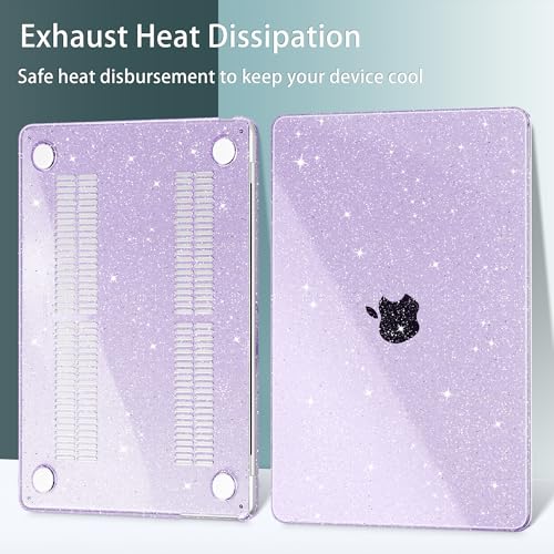 May Chen Case for MacBook Air 13/13.6-inch (M5/M4/M3/M2, 2022-2026 Models A3449 A3240 A3113 A2681), Lightweight | Closes Seamlessly | Ideal for Work Hard Shell Case, Purple Glitter - color: Purple Glitter