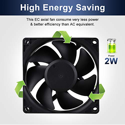 Wathai 80mm EC Axial Fan AC 110V 120V Brushless Cooling Fan 80mm x 25mm | Dual Ball, 80V - 240V Universal voltage, 30% Less Power vs Traditional AC Fan, small exhaust fan - style: 80x25mm