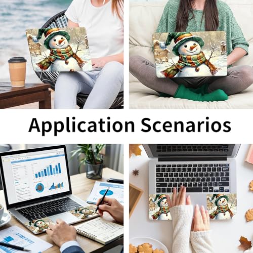 15.6 Inch Laptop Skin Sticker, Reusable Vinyl Cover Protector with 2 Wrist Pad Skins, Removable Waterproof Scratch-Resistant for 12-15.6 Inch Laptop Notebook,Snowman with Hat - color: Snowman With Hat