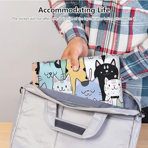 Universal Laptop Skin Sticker with 2 Wrist Pad Skins, Waterproof Scratch Resistant Vinyl Laptop Cover Decal, Cut to Fit for 11–15.6 Inch MacBook HP Dell Lenovo, Cat Family - color: Cat Family