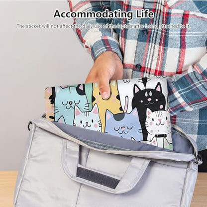 Universal Laptop Skin Sticker with 2 Wrist Pad Skins, Waterproof Scratch Resistant Vinyl Laptop Cover Decal, Cut to Fit for 11–15.6 Inch MacBook HP Dell Lenovo, Cat Family - color: Cat Family