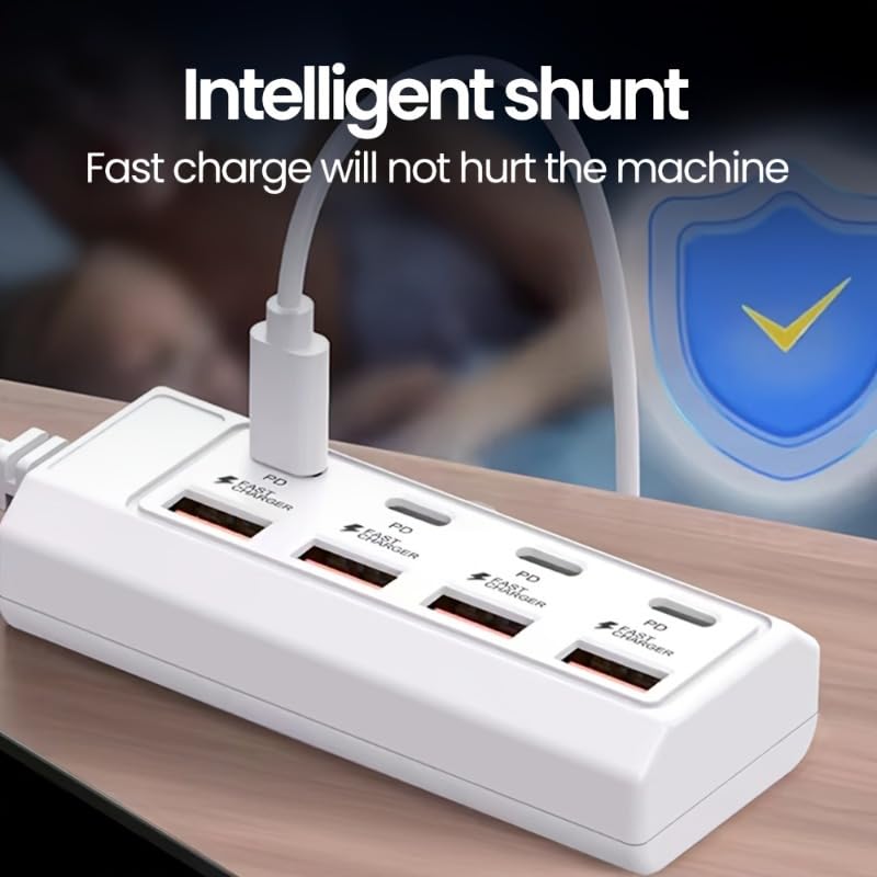 8-in-1 USB Hub Compatible for Tablets & Smartphones, High-Speed Multi-Port Docking Station with Stable Power Supply, USB- External Device Hub Suitable for Laptops, Desktop Computers, Tablets (White) - color: White