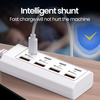 8-in-1 USB Hub Compatible for Tablets & Smartphones, High-Speed Multi-Port Docking Station with Stable Power Supply, USB- External Device Hub Suitable for Laptops, Desktop Computers, Tablets (White) - color: White