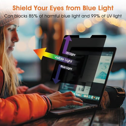 Magnetic Laptop Privacy Screen 16 Inch 16:10 Display- Removable Anti-Glare Blue Light Filter, Computer Privacy Screen Shield, Not for 16.1'' Laptops
