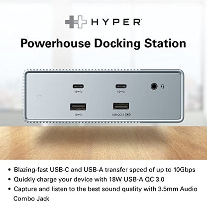 HyperDrive USB-C & Thunderbolt 4 GEN2 15-in-1 Docking Station for MacBook, iPad, PC - HDMI or DP, Up to 3 Extended Displays, High-Speed USB Data Transfer - style: 15-in-1