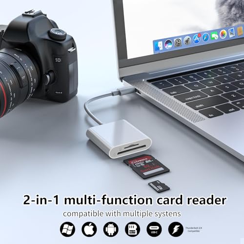SD Card Reader for iPhone 15/16/17, Sd Card Reader USB C,Micro Sd Card Reader for ipad, USB C Sd Card Reader for ipad,Plug and Play No App Required,Adapter for Digital Camera to Phone