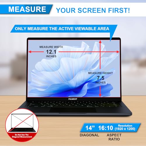 FILMEXT 14 Inch Laptop Privacy Screen, 16:10 Aspect Ratio | Compatible with Lenovo Hp Dell Acer Asus Thinkpad Envy Xps, Removable Laptop Screen Privacy Anti Spy Anti-Blue Light Filter - size: Privacy 14-16:10