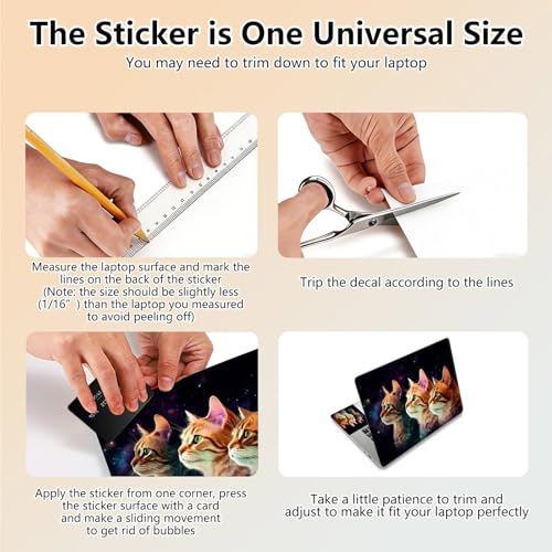 Laptop Skin Sticker Decal 15.6 Inch,12 13 13.3 14 15 15.6 in Laptop Netbook Skins for Notebook,Art Decal Removable Waterproof Scratch Resistant,Universal Vinyl Cover,Cute Cat Black - color: Cute Cat Black