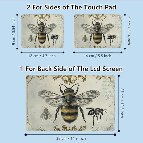 Universal Laptop Skin Sticker with 2 Wrist Pad Skins, Waterproof Scratch Resistant Vinyl Laptop Cover Decal, Cut to Fit for 11–15.6 Inch MacBook HP Dell Lenovo, Bee - color: Bee