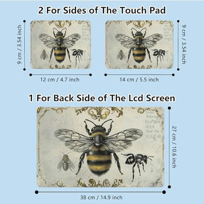 Universal Laptop Skin Sticker with 2 Wrist Pad Skins, Waterproof Scratch Resistant Vinyl Laptop Cover Decal, Cut to Fit for 11–15.6 Inch MacBook HP Dell Lenovo, Bee - color: Bee