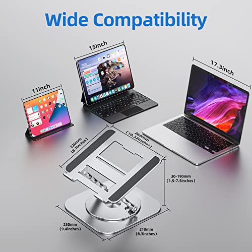 MCHOSE Laptop Stand with 360° Rotating Base, Foldable Adjustable Computer Holder, Ergonomic Design Compatible with MacBook Air Pro, Dell XPS, HP, Lenovo More 10-17" (A-Silver) - color: A-Silver