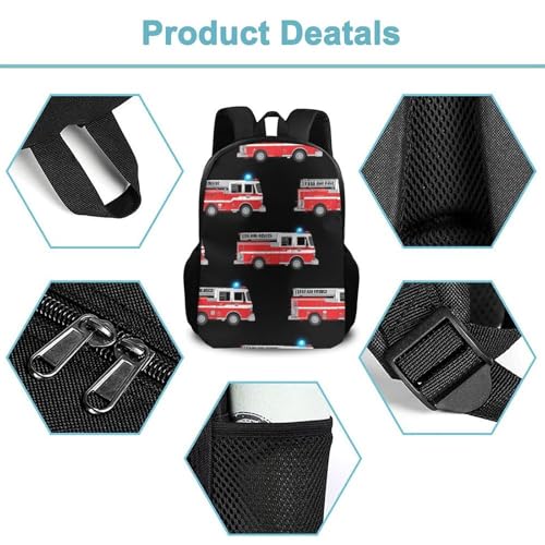 Travel Laptop Backpack, Water Resistant Computer Bag, Fashion Durable Travel Bag For Women Men Cute Cartoon Fire Truck - color: Color580