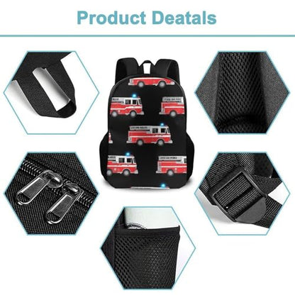 Travel Laptop Backpack, Water Resistant Computer Bag, Fashion Durable Travel Bag For Women Men Cute Cartoon Fire Truck - color: Color580