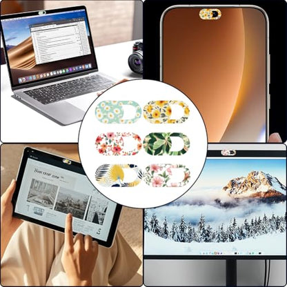 6Pcs 6 Styles Daisy Camera Cover Slide Flowers 0.04 Inch Thin Privacy Guard Accessories, Computer Camera Cover Cute Protector Blocker for Desktop Loptop Tablet Notebook Mini PC Office Use - color: Flowers-2