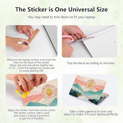 Laptop Skin Sticker Decal, Universal Reusable Vinyl Laptop Cover for 12" 13" 13.3" 14" 15" 15.4" 15.6" Notebook PC, Reusable Waterproof Scratch-Resistant with 2 Wrist Pads,Art Landscape Sun - color: Art Landscape Sun