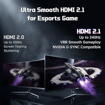Hikers 34 Inch UWQHD 240Hz Curved Gaming Monitor, Curved Ultrawide Computer Monitor with 2×HDMI 2.1 & 2×DP 1.4, 21:9 PIP/PBP Fast VA, 131% sRGB AI Crosshair (G34H1Q Pro, Includes One HDMI 2.1 Cable) - size: 34