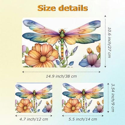 Universal Laptop Skin Sticker with 2 Wrist Pad Decals, 3-Piece Removable Vinyl Laptop Cover, Color Dragonfly Waterproof Anti-Scratch, Easy-Trim Fit for 13.3" 14" 15.6" Laptops - color: Color Dragonfly