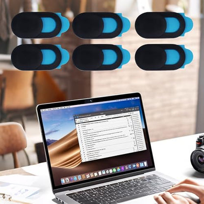 6pcs T1 Oval Webcam Cover Slide Black Privacy Camera Cover For Laptop Computer Screen Protection - color: black