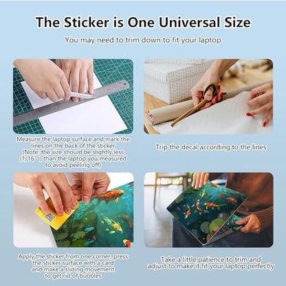 Universal Laptop Skin Sticker with 2 Wrist Pad Skins, Waterproof Scratch Resistant Vinyl Laptop Cover Decal, Cut to Fit for 11–15.6 Inch MacBook HP Dell Lenovo, Koi Pond - color: Koi Pond