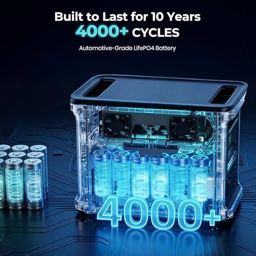 DYNESS 1536Wh Portable Power Station, 1800W AC Output (3600W Surge), 50 Min to 80% Fast Charging, Upgraded LiFePO4 Battery Backup for Home Backup, Camping, RV, Blackout - size: 1536Wh 1800W