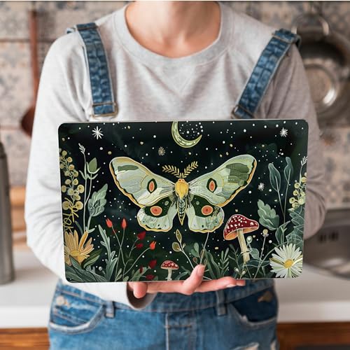 Universal Laptop Skin Sticker with 2 Wrist Pad Skins, Waterproof Scratch Resistant Vinyl Laptop Cover Decal, Cut to Fit for 11–15.6 Inch MacBook HP Dell Lenovo, Moth Butterfly Moon - color: Moth Butterfly Moon