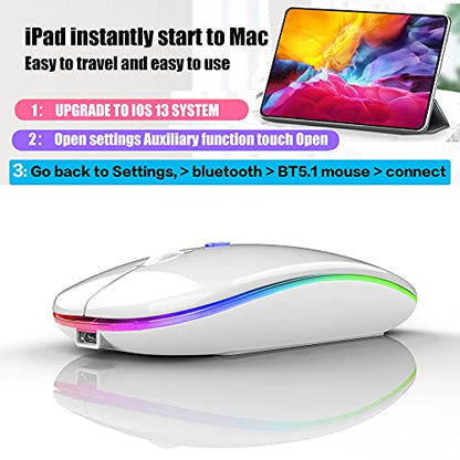 PEIBO Bluetooth Wireless Mouse for Laptop mac MacBook ipad MacBook air MacBook pro pc Desktop Computer Windows Chromebook Notebook (White White) - color: white white