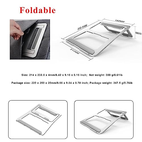 Laptop Stand Travel, Aluminum Portable Foldable Support Stand for 12-17" Laptops and Tablets (Silver)