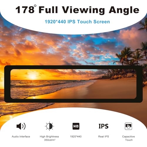GeeekPi 11.26 inch 1920x440 HDMI LCD Capacitive Touch Screen for Raspberry Pi 5/4B/3B+/3B