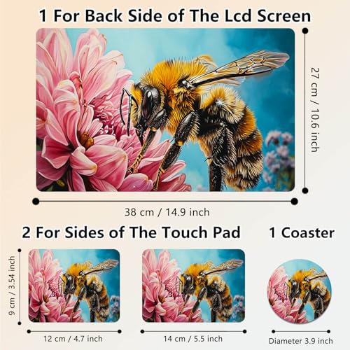 Laptop Skin Sticker Decal 15.6 Inch,12 13 13.3 14 15 15.6 in Laptop Netbook Skins for Notebook,Art Decal Removable Waterproof Scratch Resistant,Universal Vinyl Cover,Bee Pink Floral - color: Bee Pink Floral