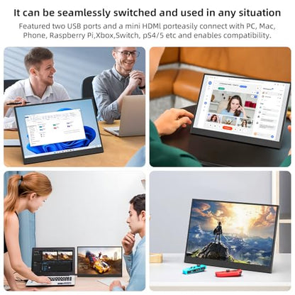 16 Inch Portable Gaming Monitor 144Hz 1200P FHD IPS,USB-C HDMI, Ultra Thin Second Screen for Laptop Switch PS5 Xbox, Eye Care Travel Monitor for Gamers - size: 16 Inch