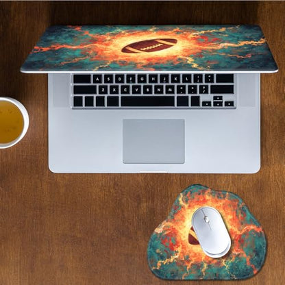 Laptop Skin Sticker Decal 15-15.6 Inch with Cute Mouse Pad, Universal Reusable Vinyl Sticker for 12.1 13 13.3 14 15.4 Inch Netbook and Notebook PC, Fiery Football - color: Fiery Football