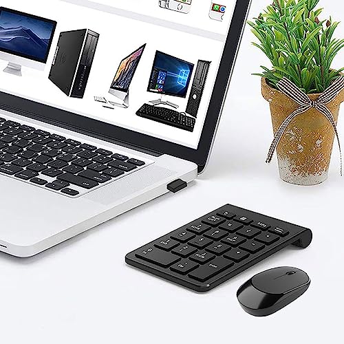 LICAEVEY Wireless Number Pad and Mouse Combo, Portable Ultra Slim 2.4G 22-Key USB Wireless Numeric Keypad and Mouse Set for Notebook