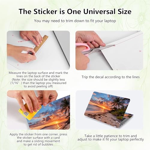 Laptop Skin Sticker Decal, Universal Reusable Vinyl Laptop Cover for 12" 13" 13.3" 14" 15" 15.4" 15.6" Notebook PC, Reusable Waterproof Scratch-Resistant with 2 Wrist Pads,Beach Coconut Tree - color: Beach Coconut Tree