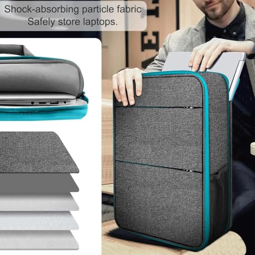 Travel Laptop Backpack with Small Case for 15-16 inch Notebooks, Slim & Expandable Computer Bag for College Business Commute for Men and Women,Light Gray-Blue - color: Light Gray-blue