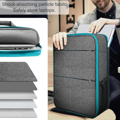 Travel Laptop Backpack with Small Case for 15-16 inch Notebooks, Slim & Expandable Computer Bag for College Business Commute for Men and Women,Light Gray-Blue - color: Light Gray-blue