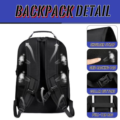 55L Gaming Laptop Backpack, Fits 18.4-19" Laptop, Blue | 180° TSA-Friendly Carry On Design with Padded Laptop Compartment, Water-Resistant, Adjustable Strap, Handle for Men Women - color: Blue, size: 18.4 Inch（21.6"x15.4"x9.8"）