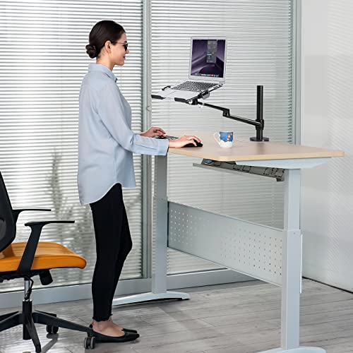 Viozon Laptop/Notebook/Projector Mount Stand, Height Adjustable Single Arm Mount Support 12-17 inch Laptop/Notebook/Tablet, Free Removable VESA 75X75 and 100X100 for Monitor 17-32 inch.