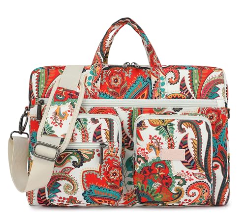 Muti-Pockets Laptop Case Bag,Rebound Bubble Cushioned Laptop Briefcase Shoulder Bag Fits 15.6 inch-16 inch Laptop(Paisley) - color: Paisley(muti-pockets)