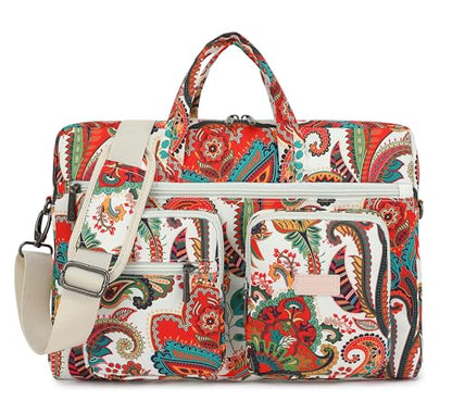 Muti-Pockets Laptop Case Bag,Rebound Bubble Cushioned Laptop Briefcase Shoulder Bag Fits 15.6 inch-16 inch Laptop(Paisley) - color: Paisley(muti-pockets)