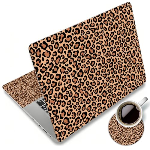 Laptop Skin Sticker Decal 12"-15.6" Universal Laptop/Notebook/Netbook Vinyl - Waterproof Scratch Resistant,Fits HP Dell Lenovo MacBook,2 Free Wrist Pads,Easy Apply & Remove,Retro Leopard Print - color: Retro Leopard Print