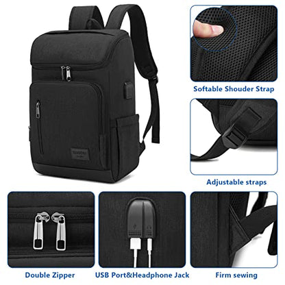 YALUNDISI Laptop Backpacks Travel Backpack Carry On Backpack Casual Daypack with USB Charging Port for Men Women Black - color: Black