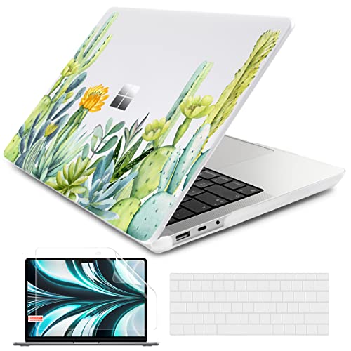 Batianda Case for 13.5" Microsoft Surface Laptop 5 4/3 with Metal Palm Rest Model 1951, Designed Protective Plastic Hardshell & Keyboard Cover & Screen Protector, Cactus - color: Cactus, size: with Metal Palm Rest