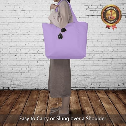 TOPDesign 1-Pack Canvas Tote Bag with an External Pocket, Reusable Grocery Shopping Bag, Top Zipper Closure, Daily Essentials (Lavender) - color: Lavender