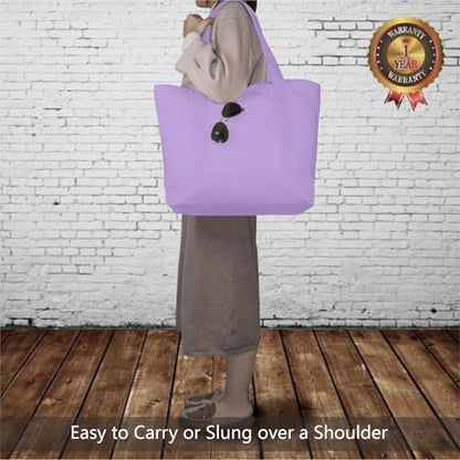 TOPDesign 1-Pack Canvas Tote Bag with an External Pocket, Reusable Grocery Shopping Bag, Top Zipper Closure, Daily Essentials (Lavender) - color: Lavender