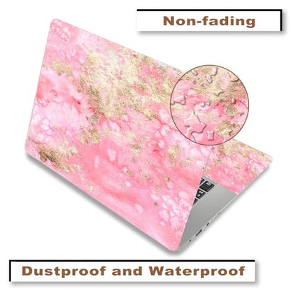 Laptop Skin Sticker Decal,12" 13" 13.3" 14" 15" 15.4" 15.6 inch Laptop Vinyl Skin Sticker Cover Art Protector Notebook PC (2 Wrist Pad Skins Included), Waterproof Removable, Pink Golden Marble - color: Pink Golden Marble