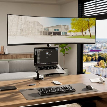 Mount-It! Proflex Series Premium Monitor and Laptop Mount with Pole, Gas Spring Arm, Supports 17–49" Ultrawide Monitors & 11.6–17.3" Laptops up to 44 lbs, USB 3.0 & USB-C, Full Motion