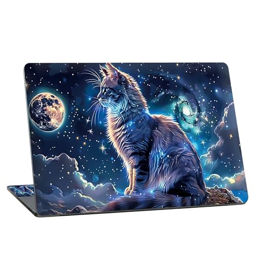 Universal Laptop Skin Sticker with 2 Wrist Pad Skins, Waterproof Scratch Resistant Vinyl Laptop Cover Decal, Cut to Fit for 11–15.6 Inch MacBook HP Dell Lenovo, Cat Universe - color: Cat Universe