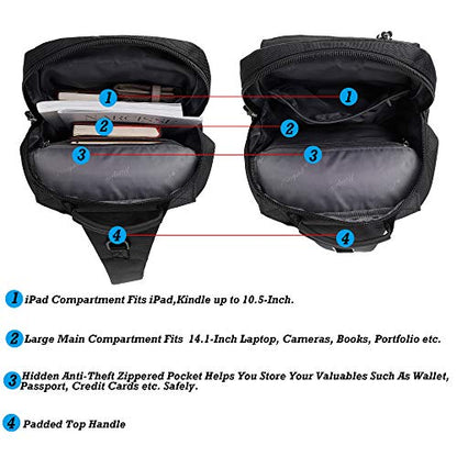 NICGID Sling Bags Chest Shoulder Backpacks, Laptop Backpack Crossbody Messenger Bag Travel Outdoor Men Women - color: Black-2483, size: 13.3 inch